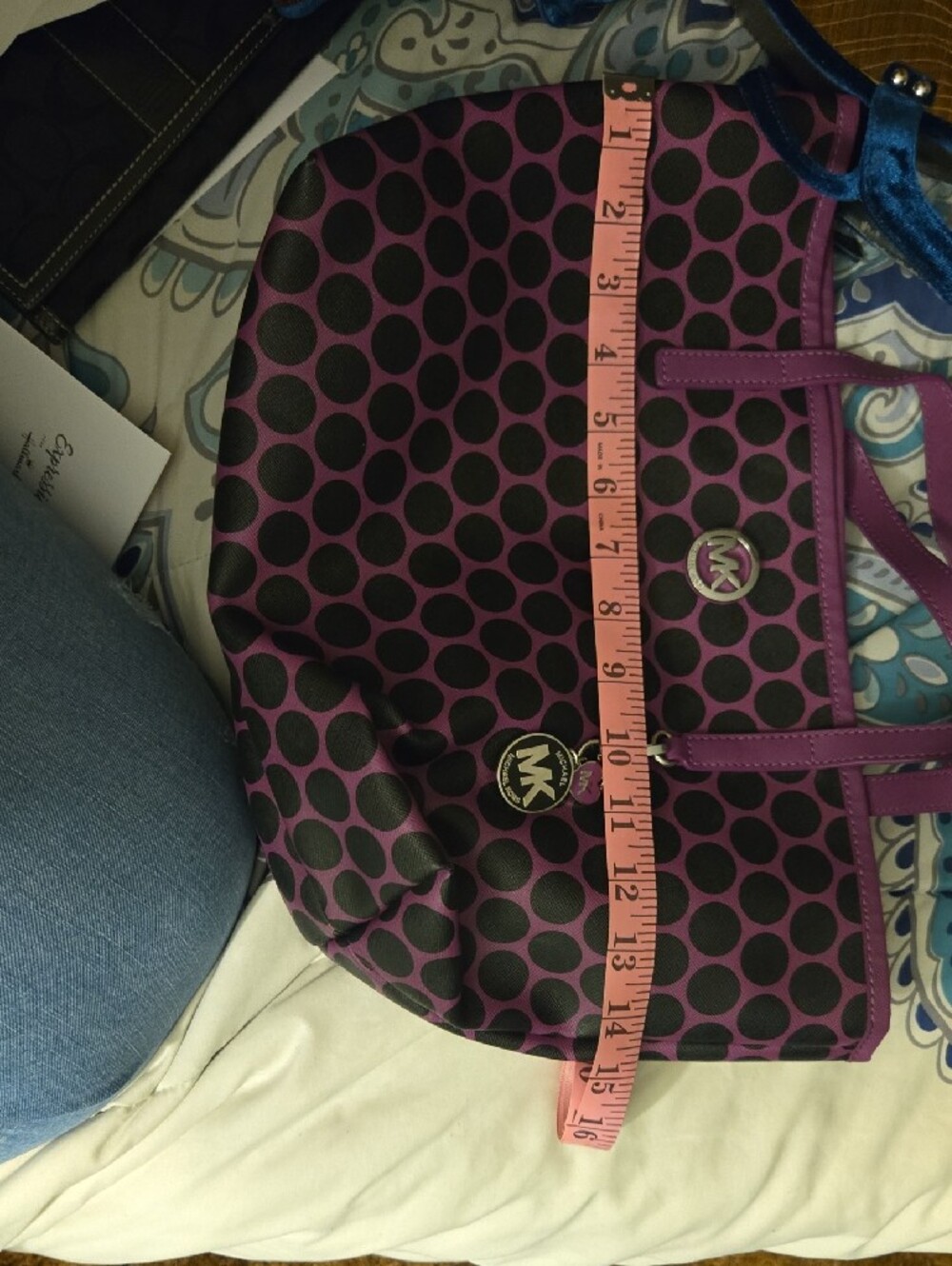 Michael Kors Purple Polka Dot Tote Bag - Picture 11 of 12